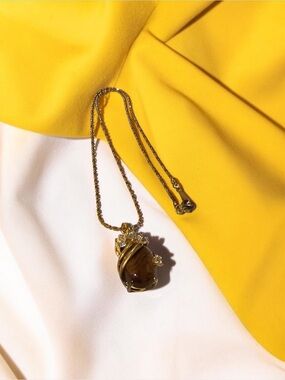 Gold Tiger's Eye Pendant Necklace - Women Jewelry